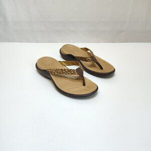 Crocs Capri Leopard Print Flip Flop Dual Comfort Croslite Foam Sole WMNS Size 8